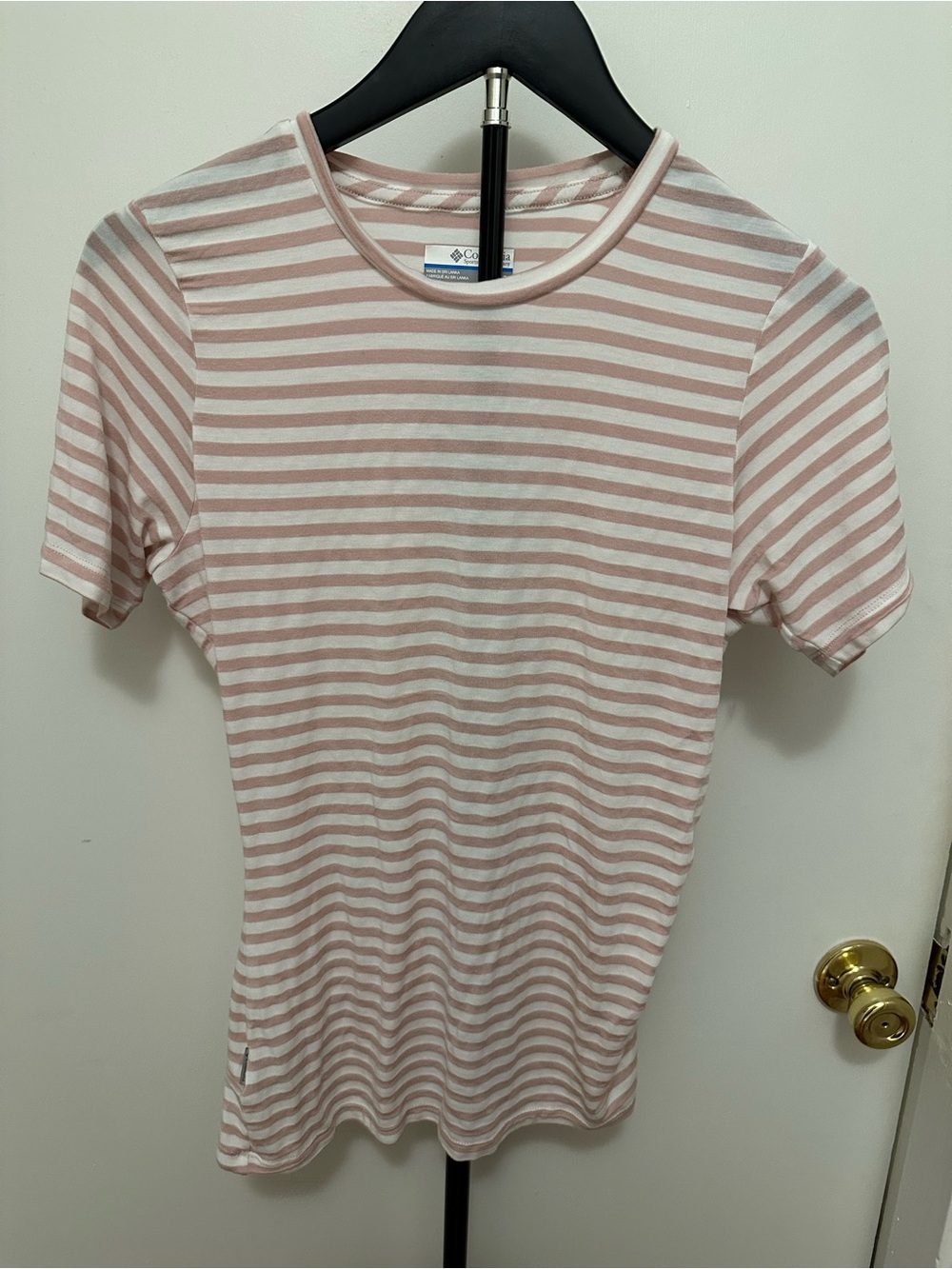 Columbia Women’s Striped Short Sleeve Tee - Blush Pink & White